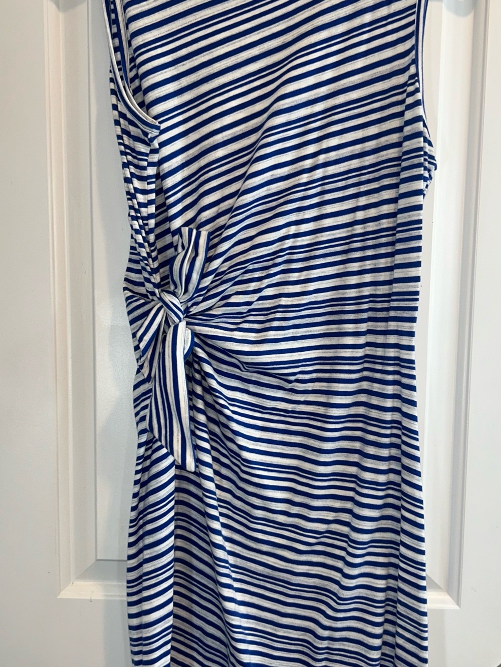 Talbots Blue and White Striped Sleeveless Tie-Side Dress